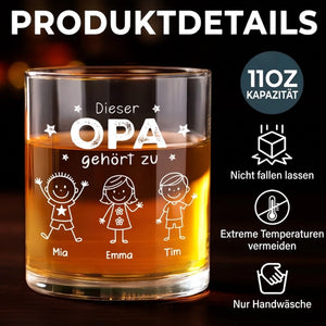 Personalisierter Whiskyglas – Geschenk für Papa, Opa – Dieser Opa gehört zu