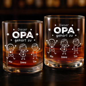 Personalisierter Whiskyglas – Geschenk für Papa, Opa – Dieser Opa gehört zu