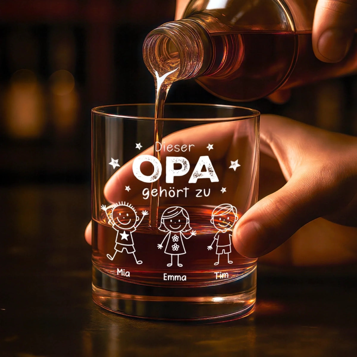 Personalisierter Whiskyglas – Geschenk für Papa, Opa – Dieser Opa gehört zu