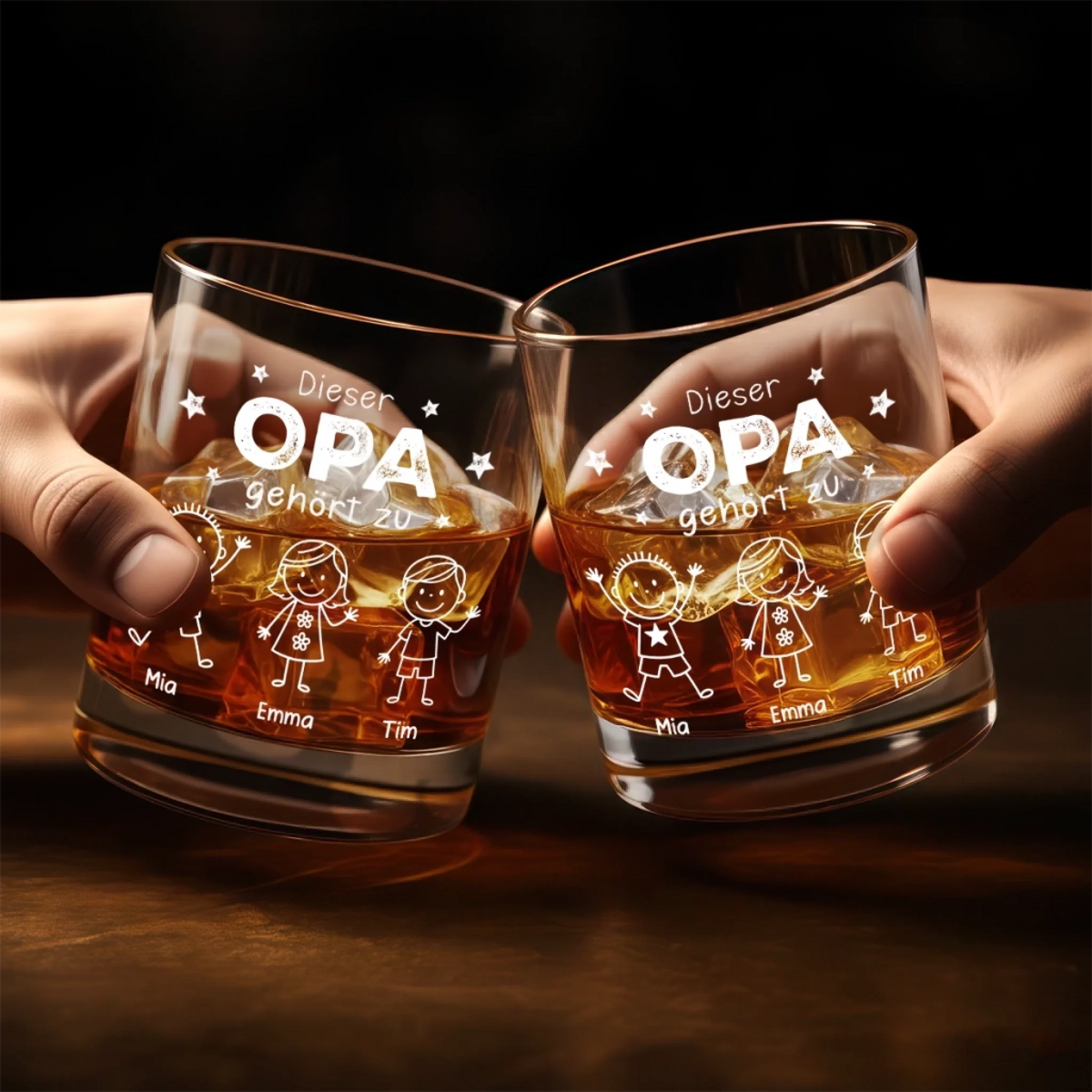 Personalisierter Whiskyglas – Geschenk für Papa, Opa – Dieser Opa gehört zu
