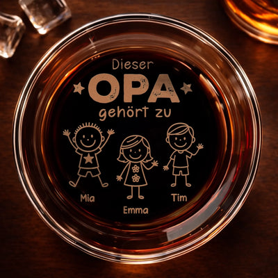 Personalisiertes Whiskyglas – Geschenk für Papa, Opa – Dieser Opa gehört zu