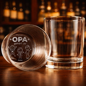 Personalisiertes Whiskyglas – Geschenk für Papa, Opa – Dieser Opa gehört zu
