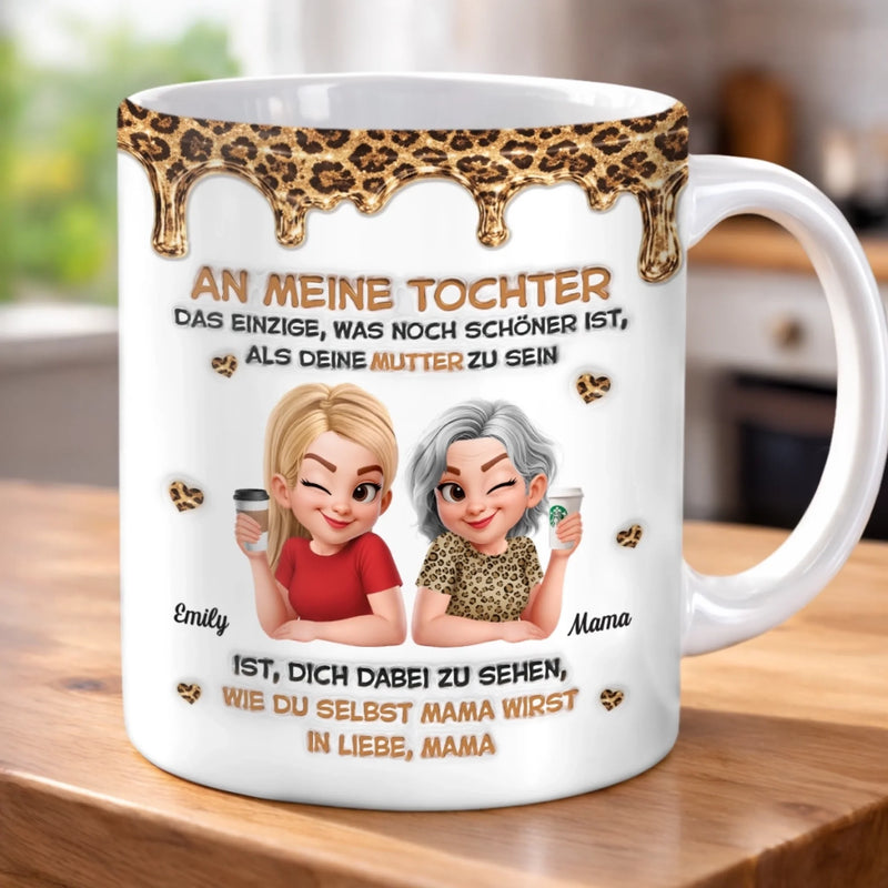 Personalisierte Tasse mit 3D-Effekt – Geschenk für Tochter – Du bist mein größtes Geschenk