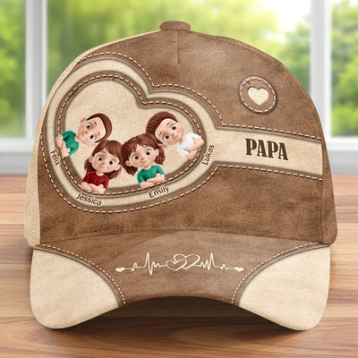 Personalisierte klassische Kappe mit Allover-print – Geschenk für Opa, Papa – Das Herz der Familie