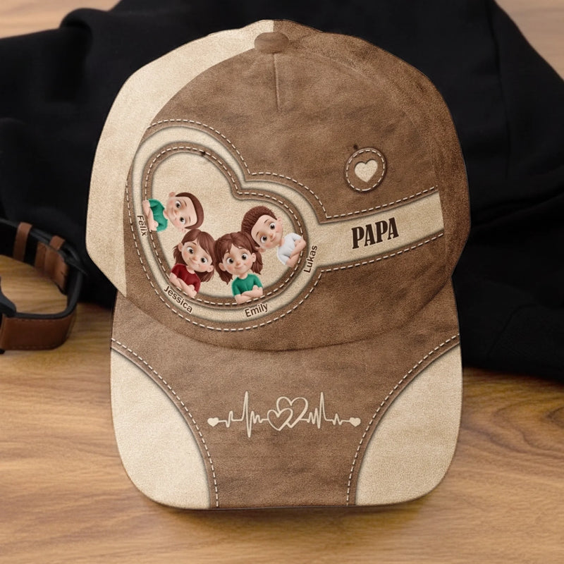 Personalisierte klassische Kappe mit Allover-print – Geschenk für Opa, Papa – Das Herz der Familie