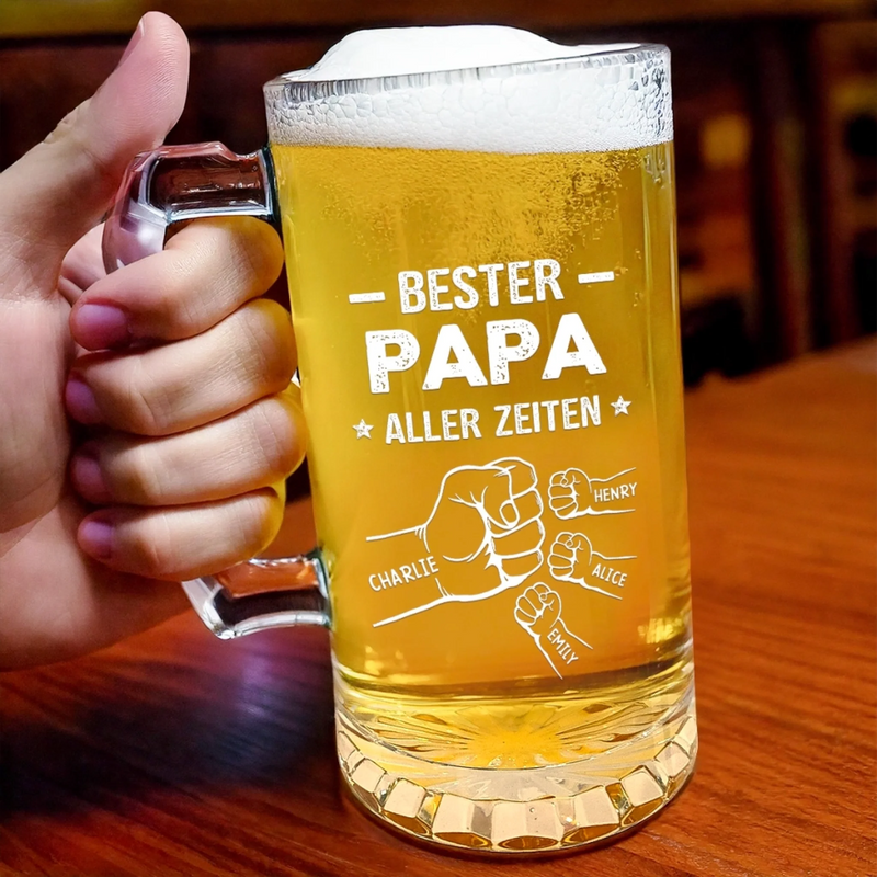 Personalisierter Bierkrug – Geschenk für Papa, Opa – Bester Papa aller Zeiten
