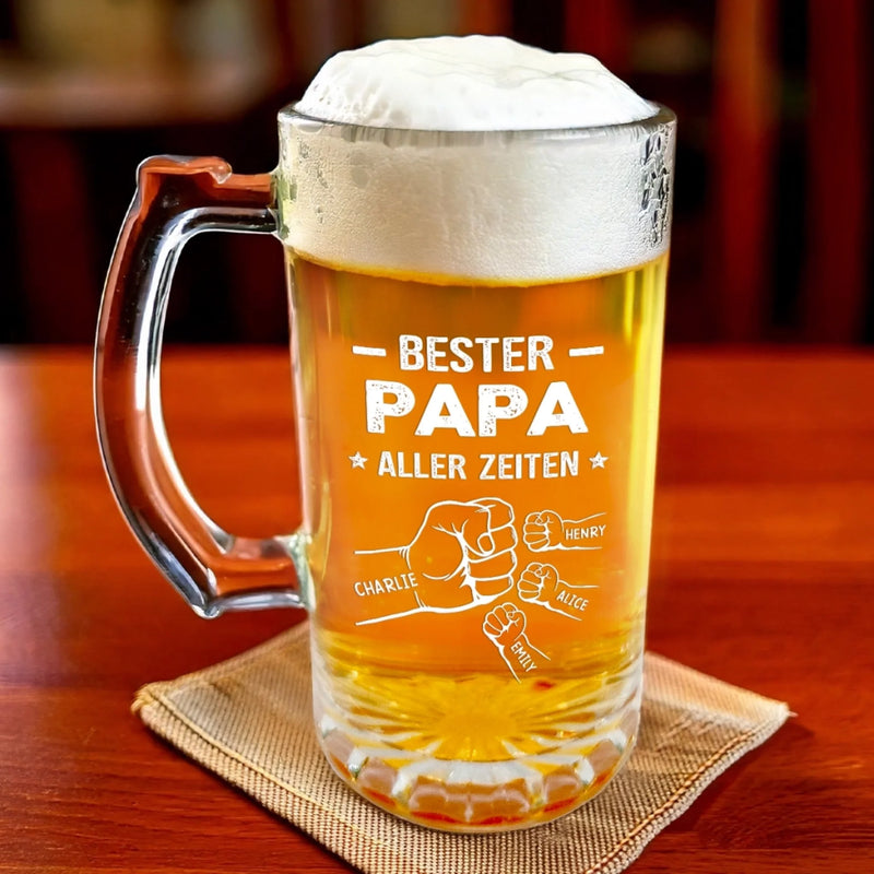 Personalisierter Bierkrug – Geschenk für Papa, Opa – Bester Papa aller Zeiten