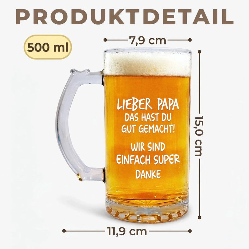 Personalisierter Bierkrug mit Foto – Geschenk für Papa, Opa – Das hast du gut gemacht