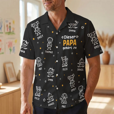 Personalisiertes Hawaiihemd – Geschenk für Opa, Papa – Trägt die Liebe seiner Kinder