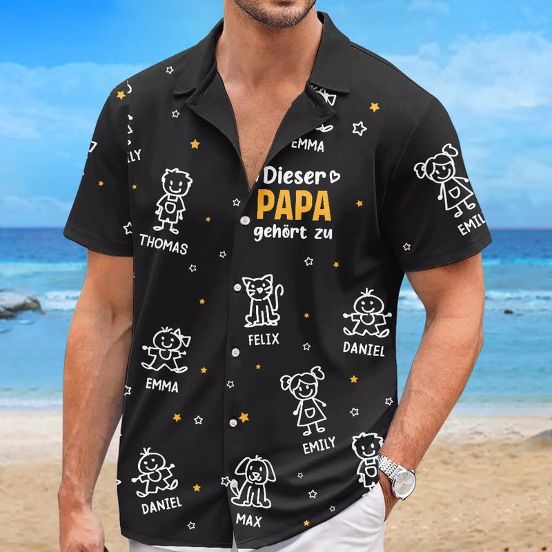 Personalisiertes Hawaiihemd – Geschenk für Opa, Papa – Trägt die Liebe seiner Kinder