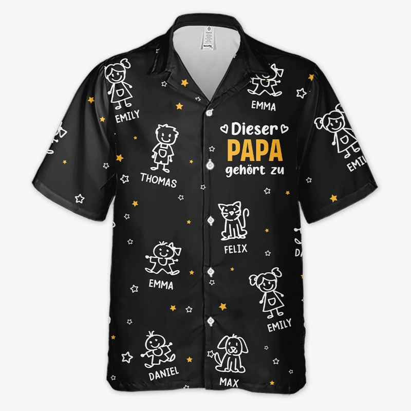 Personalisiertes Hawaiihemd – Geschenk für Opa, Papa – Trägt die Liebe seiner Kinder