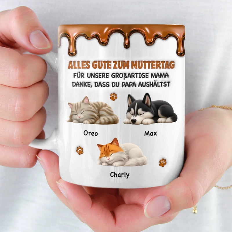 Personalisierte Tasse mit 3D-Effekt – Muttertagsgeschenk für Hundemama/Katzenmama – Für meine großartige Mama
