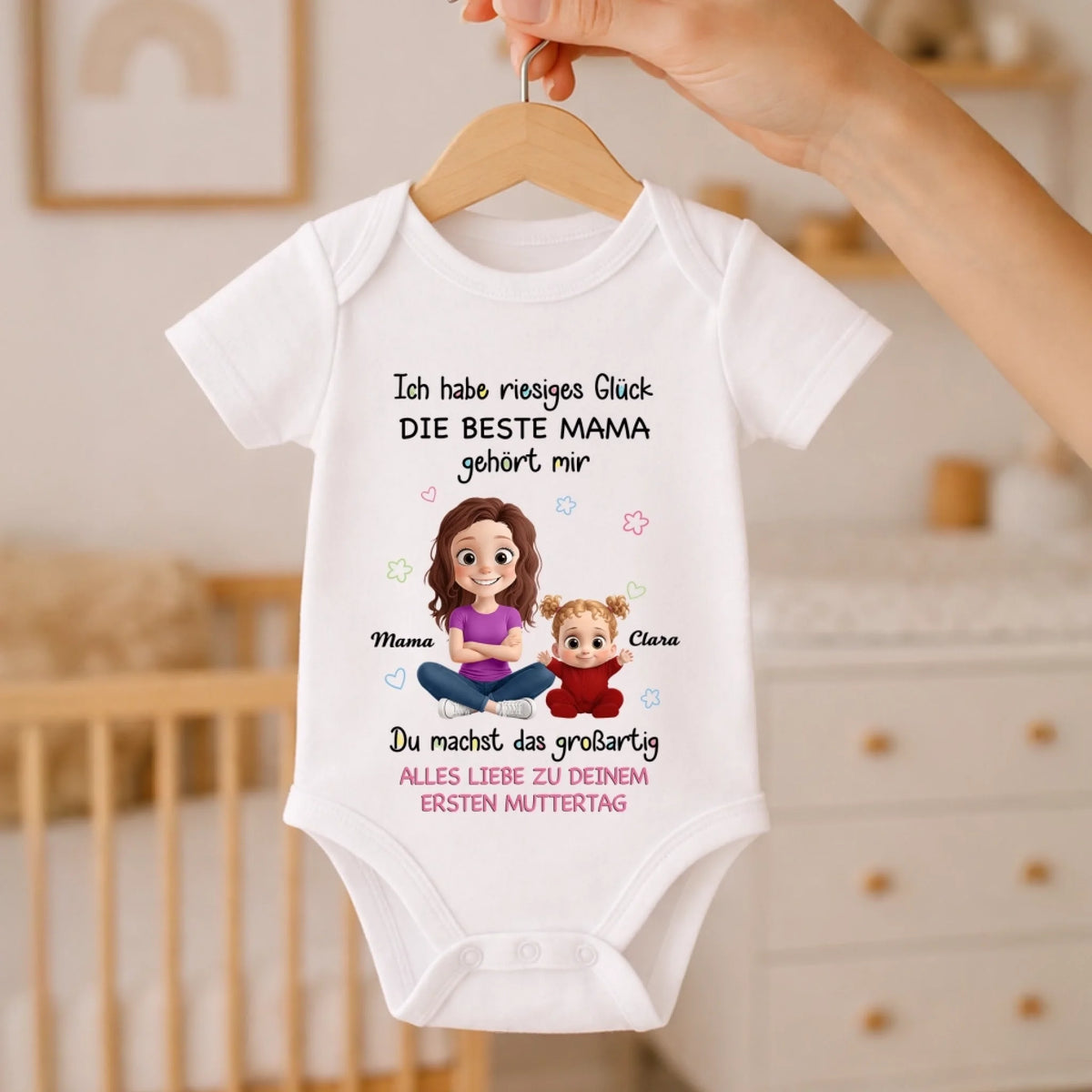 Personalisierte Babybody – Geschenk zum ersten Muttertag – Mein Glück heißt Mama