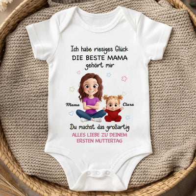 Personalisierte Babybody – Geschenk zum ersten Muttertag – Mein Glück heißt Mama