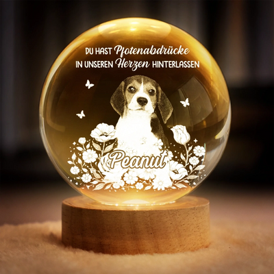 Personalisierte Kristallkugellampe mit Foto –  Gedenkgeschenke | Erinnerung an Haustier –  Für immer in unseren Herzen