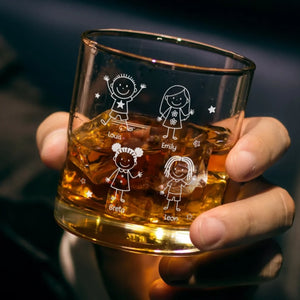Personalisiertes Whiskyglas mit Boden- und Seiten-Gravur – Vatertagsgeschenk für Papa, Opa – Für immer mein Papa Nummer 1