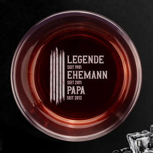 Personalisiertes Whiskyglas mit Boden- und Seiten-Gravur – Vatertagsgeschenk für Papa, Opa – Mein Papa, meine Nummer 1