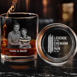 Personalisiertes Whiskyglas mit Boden- und Seiten-Gravur – Vatertagsgeschenk für Papa, Opa – Mein Papa, meine Nummer 1
