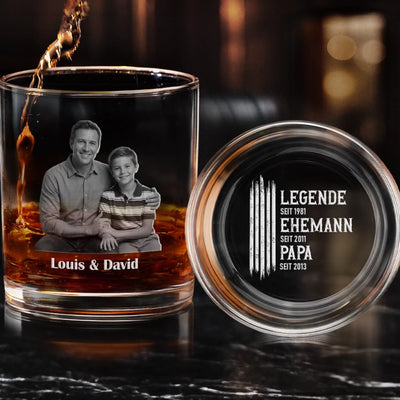 Personalisiertes Whiskyglas mit Boden- und Seiten-Gravur – Vatertagsgeschenk für Papa, Opa – Mein Papa, meine Nummer 1