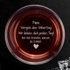 Personalisiertes Whiskyglas mit Boden- und Seiten-Gravur – Vatertagsgeschenk für Papa, Opa – Für uns ist jeder Tag dein Tag