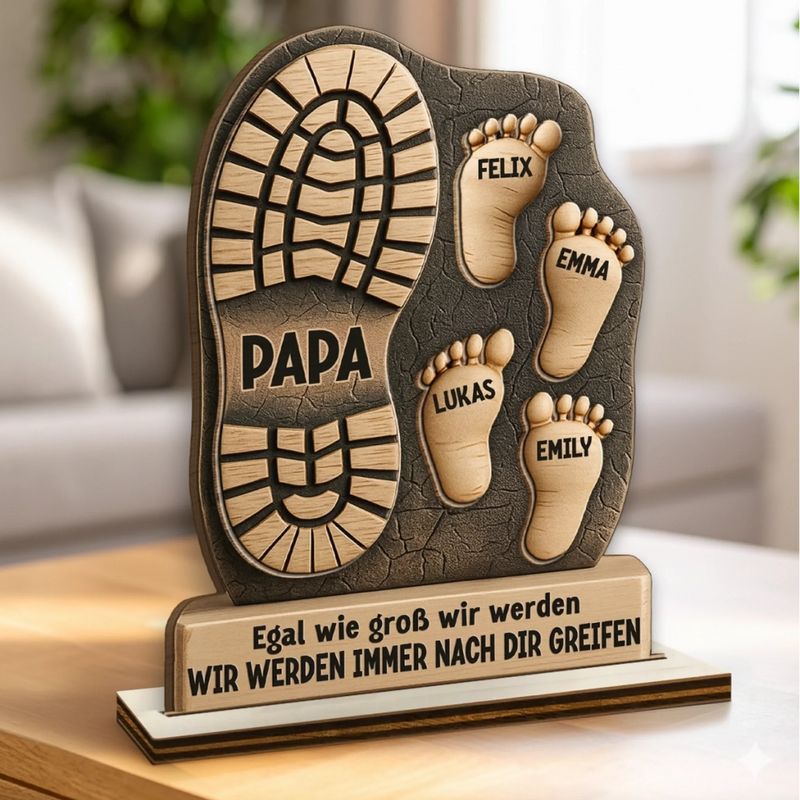 Personalisierte zweilagige Holzplakette - Vatertagsgeschenke für Papa, Opa - Unser Papa, unser Stolz