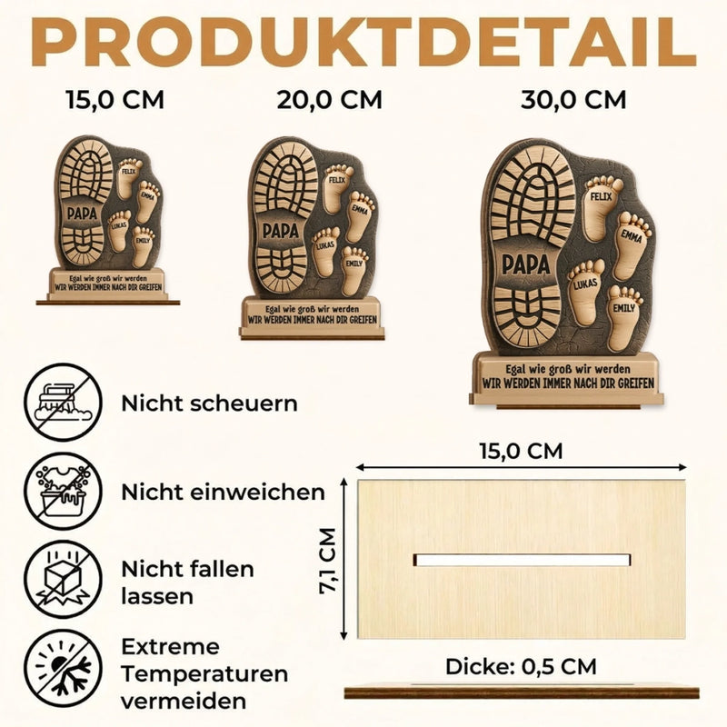 Personalisierte zweilagige Holzplakette - Vatertagsgeschenke für Papa, Opa - Unser Papa, unser Stolz