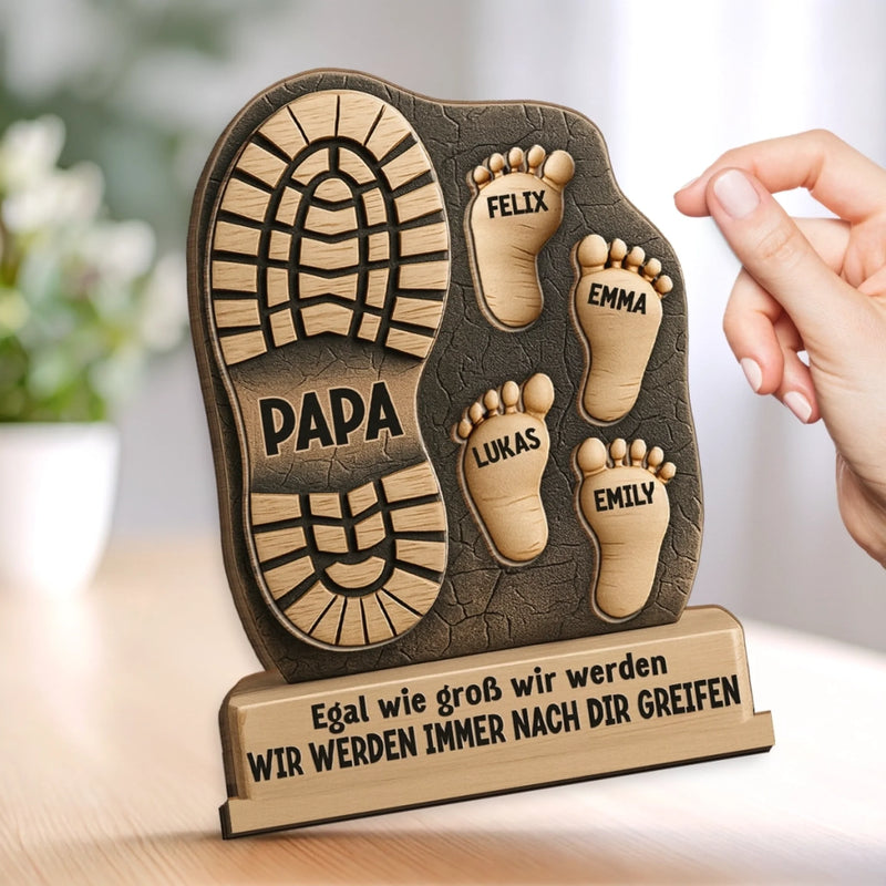 Personalisierte zweilagige Holzplakette - Vatertagsgeschenke für Papa, Opa - Unser Papa, unser Stolz
