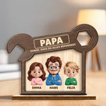 Personalisierte zweilagige Holzplakette - Vatertagsgeschenke für Papa, Opa - Erst Papa, dann Werkzeug