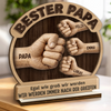 Personalisierte zweilagige Holzplakette - Vatertagsgeschenke für Papa, Opa - Papa bleibt der Beste