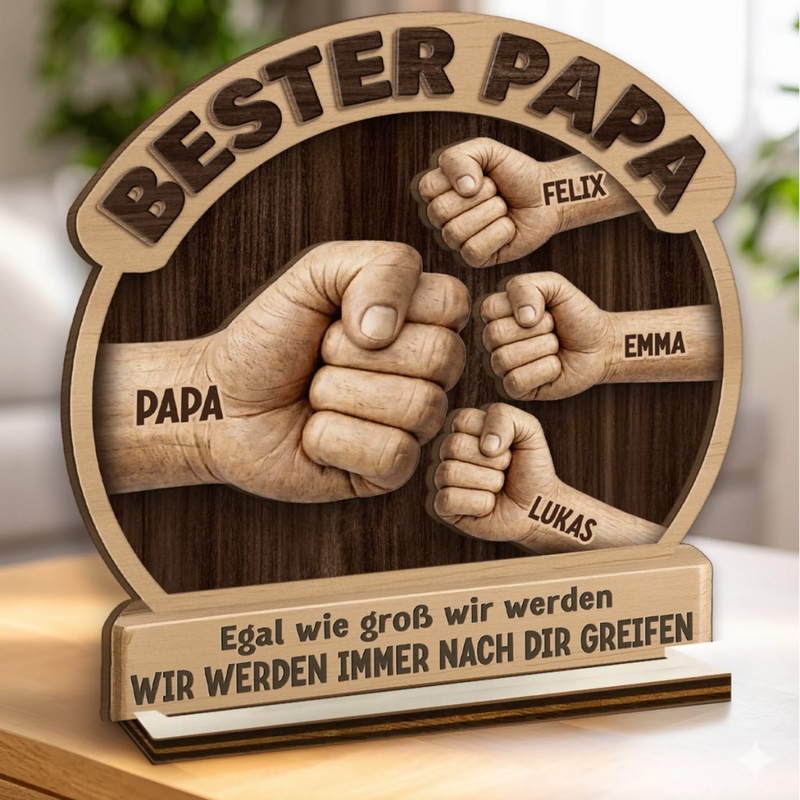 Personalisierte zweilagige Holzplakette - Vatertagsgeschenke für Papa, Opa - Papa bleibt der Beste