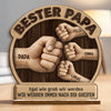 Personalisierte zweilagige Holzplakette - Vatertagsgeschenke für Papa, Opa - Papa bleibt der Beste