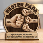 Personalisierte zweilagige Holzplakette - Vatertagsgeschenke für Papa, Opa - Papa bleibt der Beste