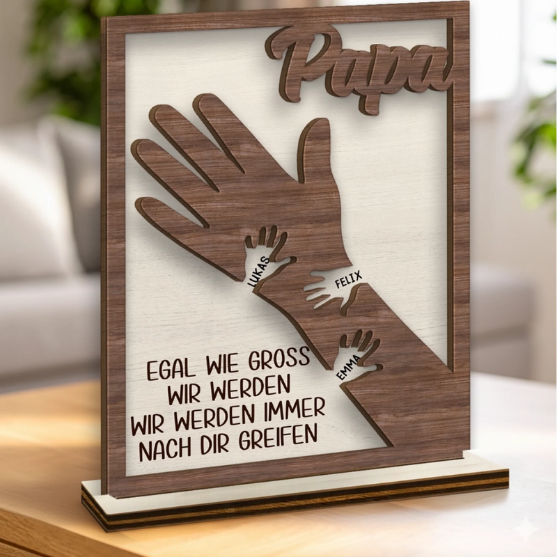 Personalisierte zweilagige Holzplakette - Geschenke für Papa, Opa - Ohne dich nicht komplett
