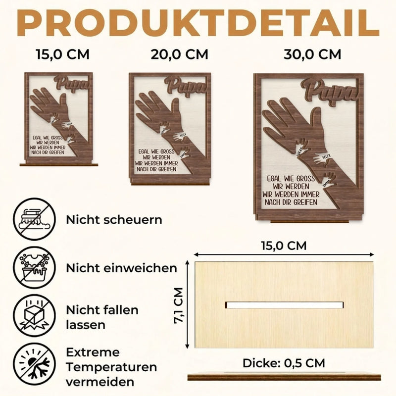 Personalisierte zweilagige Holzplakette - Geschenke für Papa, Opa - Ohne dich nicht komplett