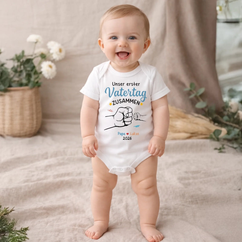 Personalisierte Babybody – Geschenk zum ersten Vatertag – Unser erster Vatertag als Familie