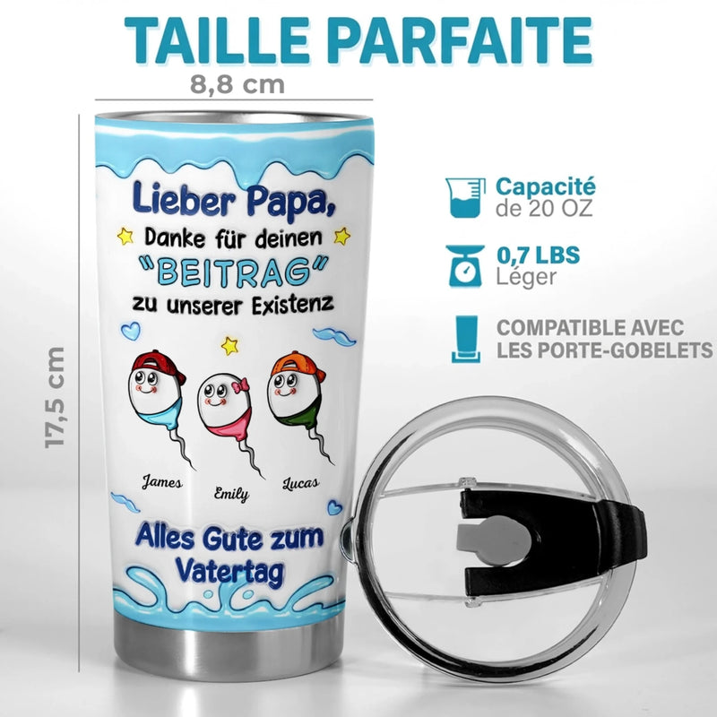 Personalisierter Becher – Vatertagsgeschenke für Papa, Opa – Danke für deine Beteiligung an mir