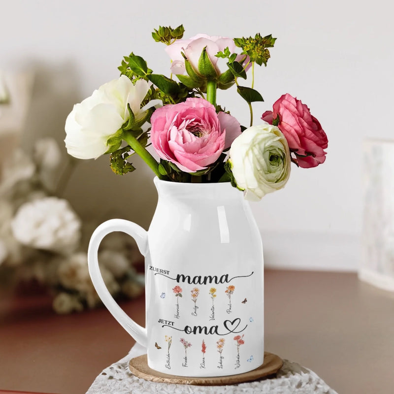 Personalisierte Blumenvase – Geschenk für Mama, Oma – Der Frauengarten des Hauses