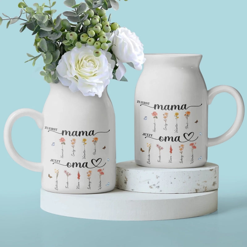 Personalisierte Blumenvase – Geschenk für Mama, Oma – Der Frauengarten des Hauses