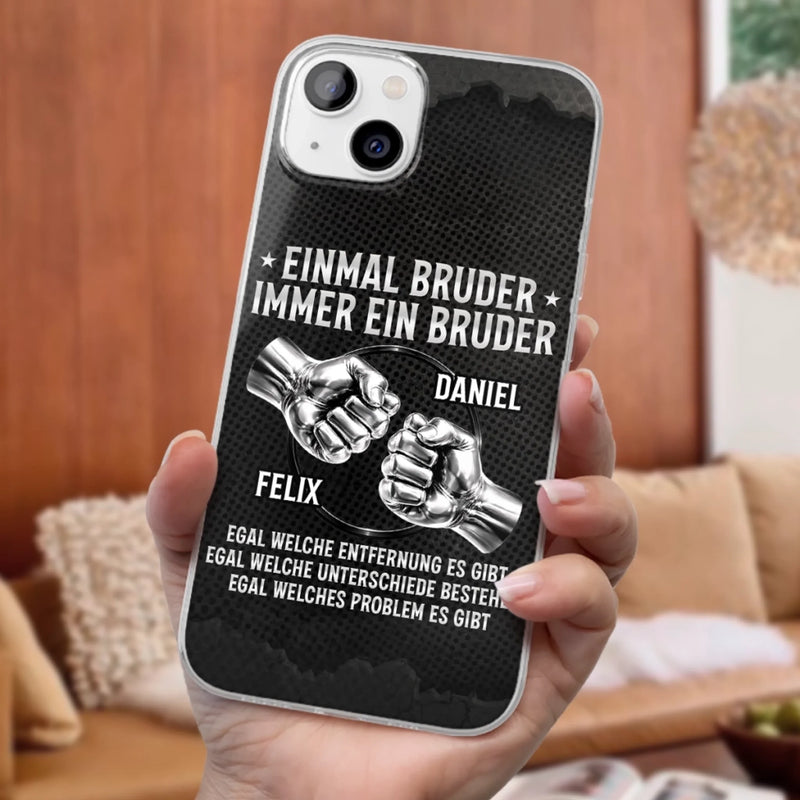 Individuelle, Transparente Handyhülle – Personalisiertes Geschenk für Bruder – Ein Leben lang Bruder
