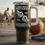 Personalisierter 40 oz Edelstahl-Tumbler mit Griff – Geschenk für Bruder - Einmal Bruder, immer Familie
