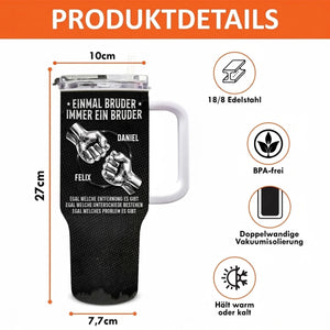 Personalisierter 40 oz Edelstahl-Tumbler mit Griff – Geschenk für Bruder - Einmal Bruder, immer Familie