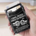 Personalisiertes Leder Kartenetui mit RFID-Schutz – Geschenk für Bruder – Einmal Bruder immer ein Bruder