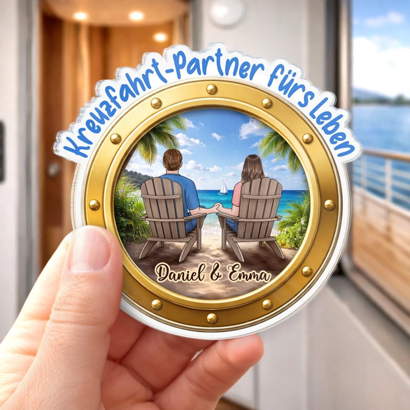 Personalisierter Acrylmagnet – Geschenk für Paar – Kreuzfahrt-Partner fürs Leben