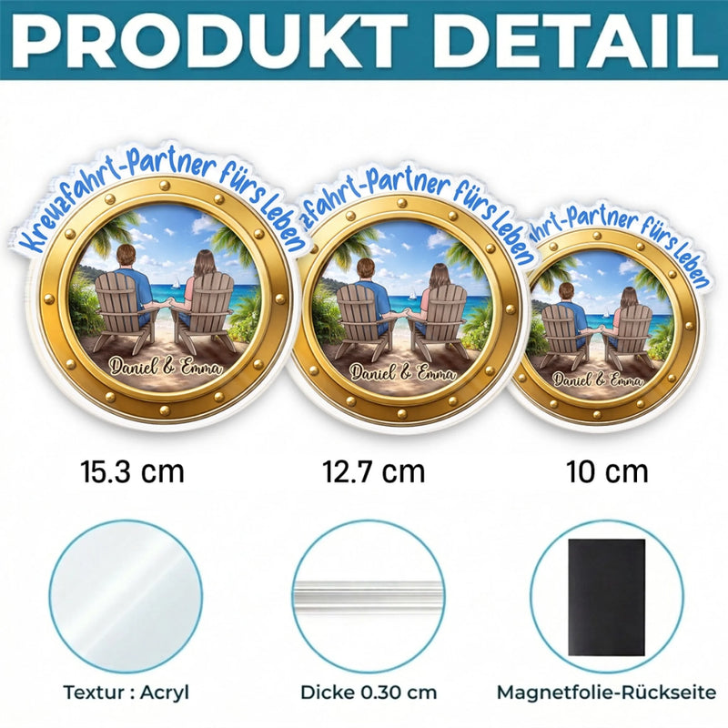 Personalisierter Acrylmagnet – Geschenk für Paar – Kreuzfahrt-Partner fürs Leben