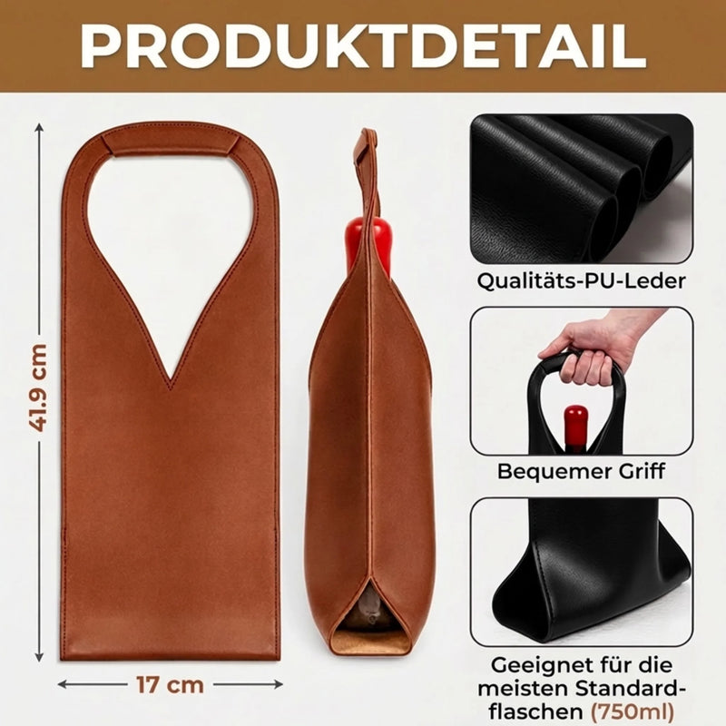 Personalisierte Weintasche aus Leder – Geschenk für Mann, Frau – Wein Ist Die Medizin