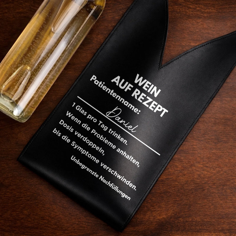 Personalisierte Weintasche aus Leder – Geschenk für Mann, Frau – Wein Ist Die Medizin