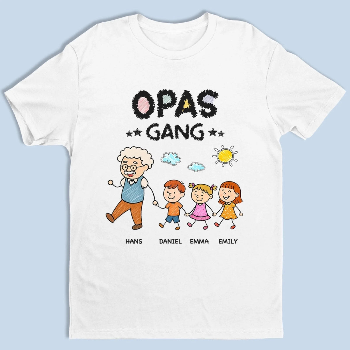 Personalisiertes Unisex-T-Shirt – Geschenk für Opa, Oma – Die Gang von Opa
