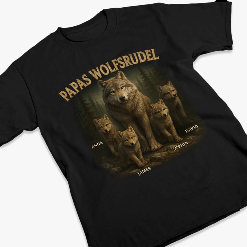 Personalisiertes Unisex-T-Shirt – Geschenk für Opa, Papa – Papas Wolfsrudel