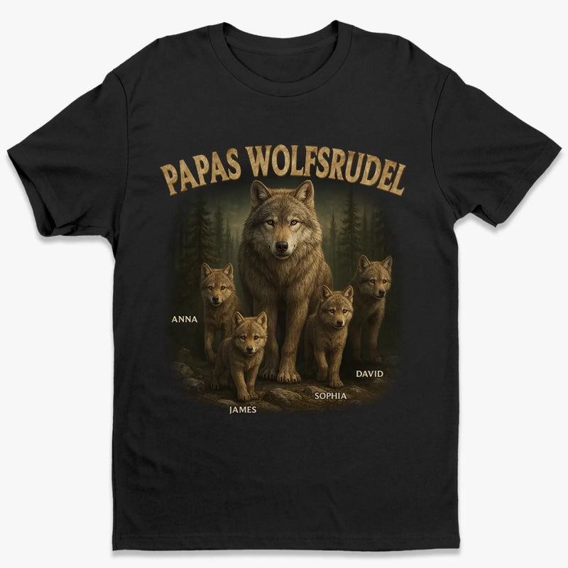 Personalisiertes Unisex-T-Shirt – Geschenk für Opa, Papa – Papas Wolfsrudel