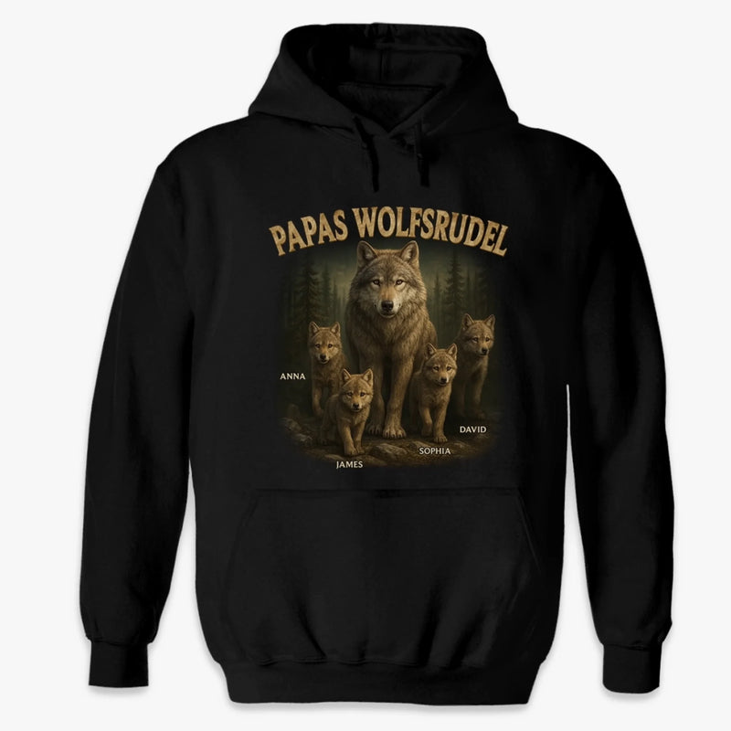 Personalisiertes Unisex-T-Shirt – Geschenk für Opa, Papa – Papas Wolfsrudel